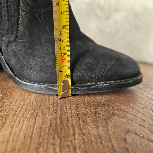 L.A.M.B./LAMB Mojo Block Heel Suede Ankle Boot, 5.5, Black Croc - Picture 13 of 13